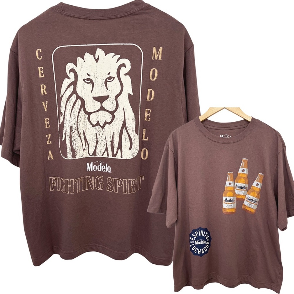 Cerveza Modelo Lion Head Fighting Spirit Cropped Boxy T-Shirt Men’s Medium